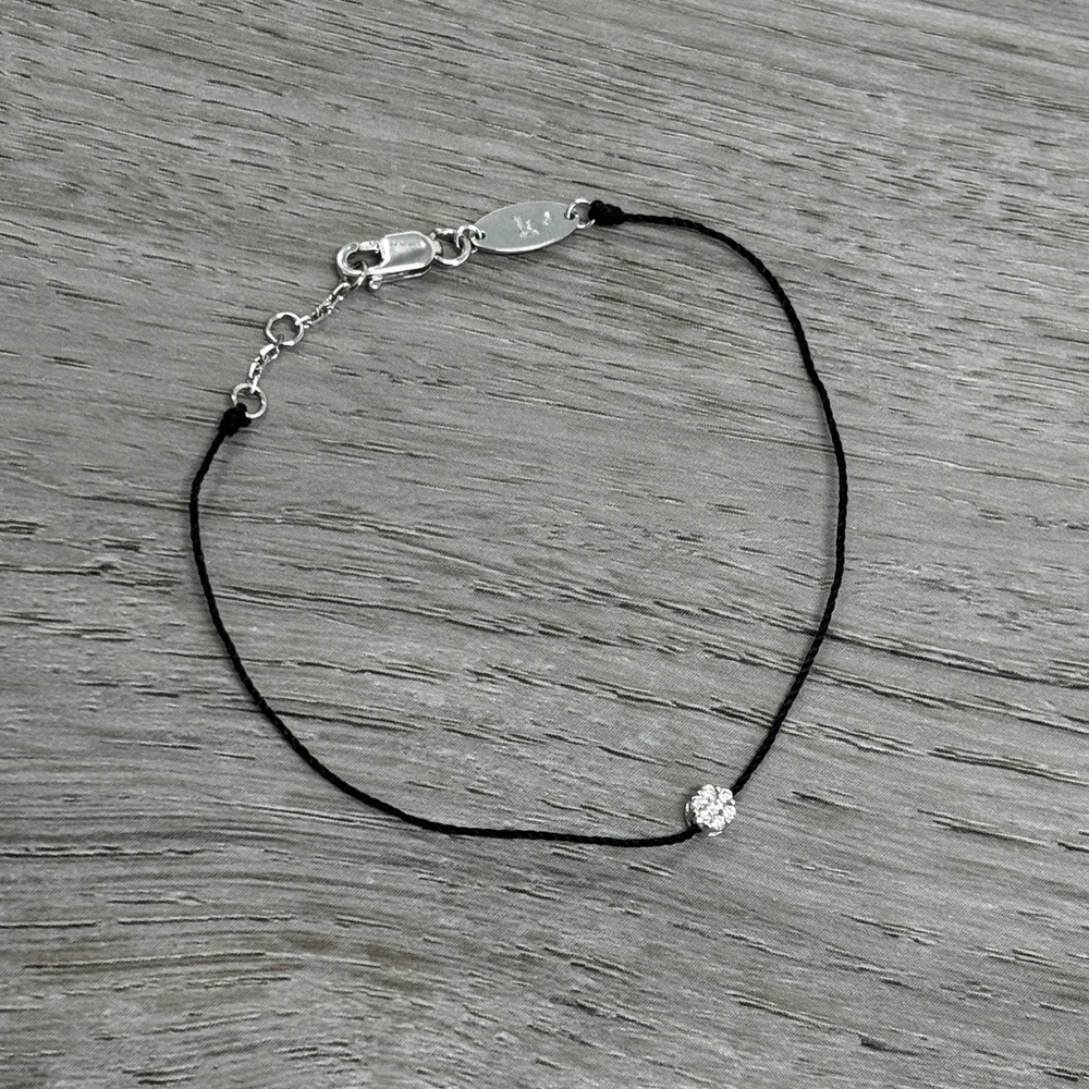 Redline 18K White Gold & Diamond Illusion Bracelet Thread Solid Gold Jewelry